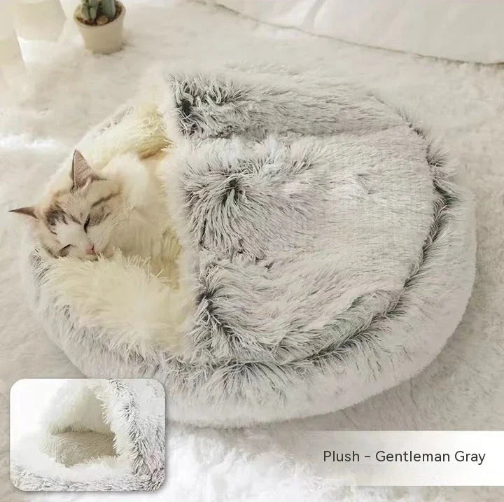 Cozy pet bed with plush and warm fabric for cats and dogs