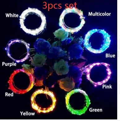 Copper wire LED string light with 20 bulbs wrapped around wine bottle for decorative lighting