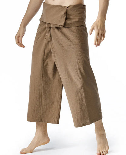 Loose harem yoga pants in solid colour with drawstring waist and straight leg, free size, linen listed