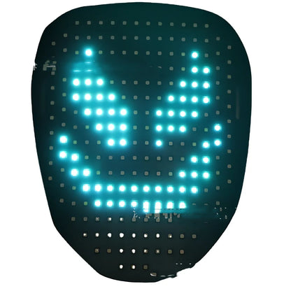 Black LED Halloween mask with 234 RGB beads showing glowing pattern on 17x20.5cm surface