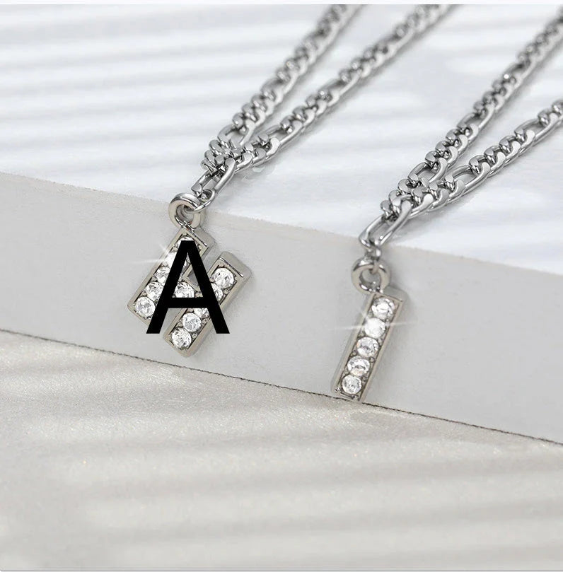 Personalized Stainless Steel Letter Anklet with Sparkling Zircon Accents