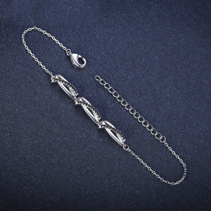 Black zircon creative ring bracelet for women with adjustable design