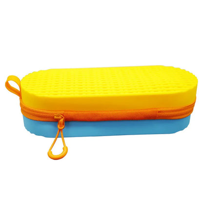 Silicone glasses case with long handle in rose red light purple colour, dimensions 200x80x50mm