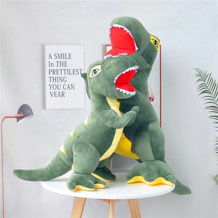 Cartoon Tyrannosaurus plush toy with reversible sequins in green