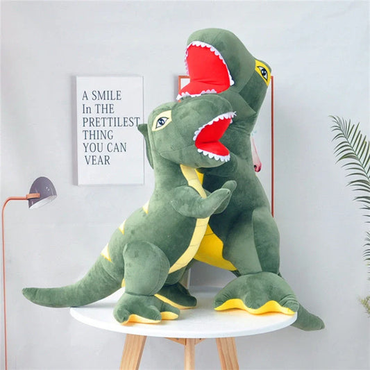 Cartoon Tyrannosaurus plush toy with reversible sequins in green