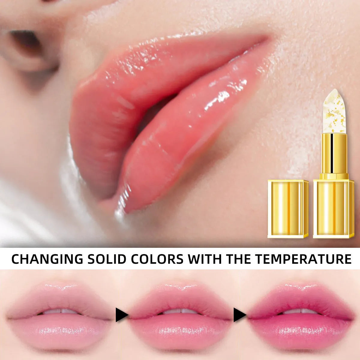 Temperature-sensing anti-smudge moisturising lipstick with colour-changing formula YB1001