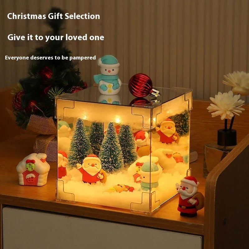 Cozy Christmas decoration set featuring a LED snowman lamp and decorative mirror for festive home decor