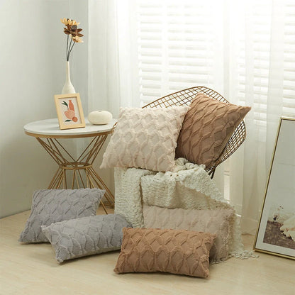 Luxury fur cushion cover in various colors, perfect for sofa or bed decor