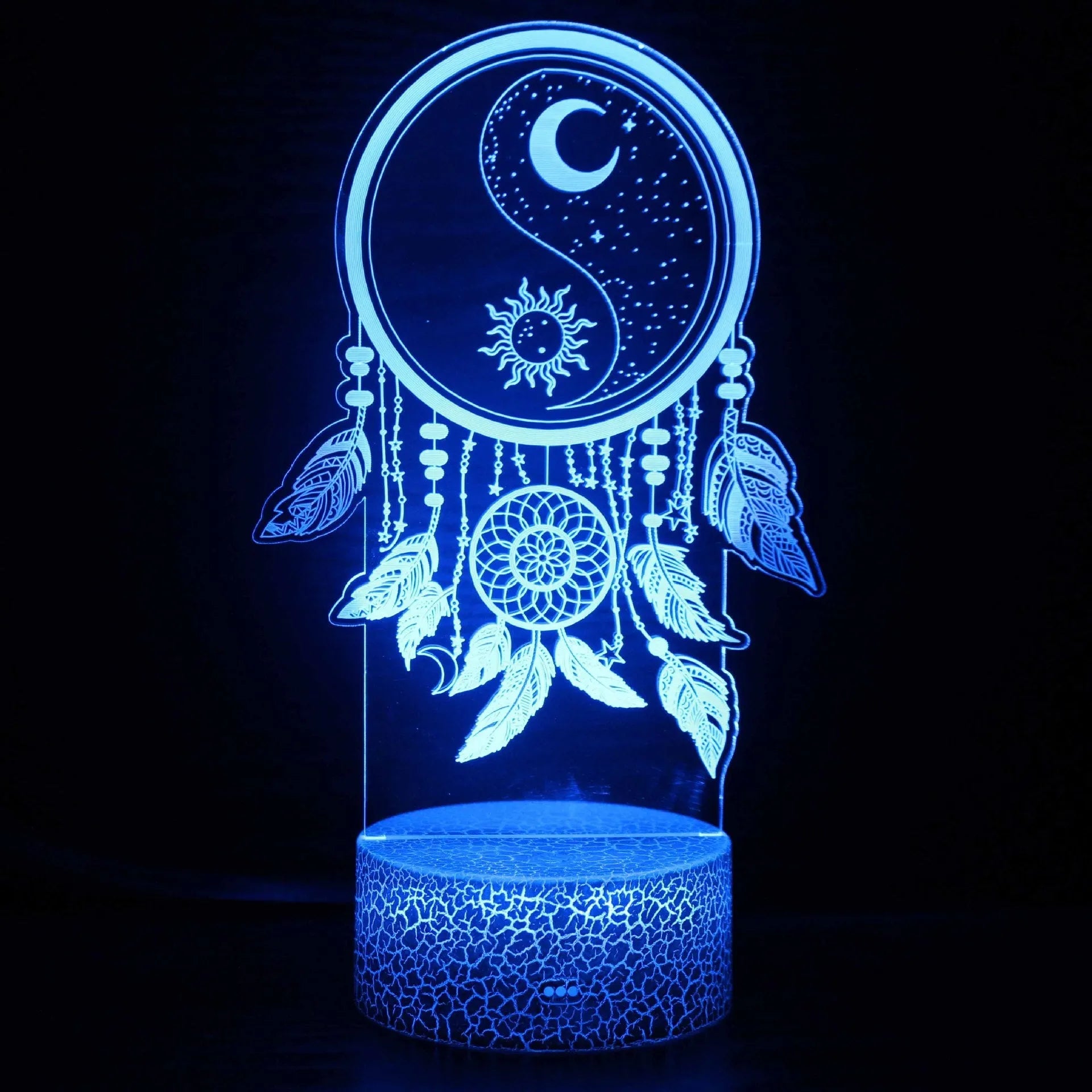 3D LED night lamp with touch control black base and colourful cartoon design