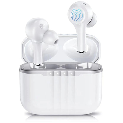 In-ear ENC noise reduction sports earphones in black and white, waterproof, 4-8 hour battery, ABS material, for running and gym use