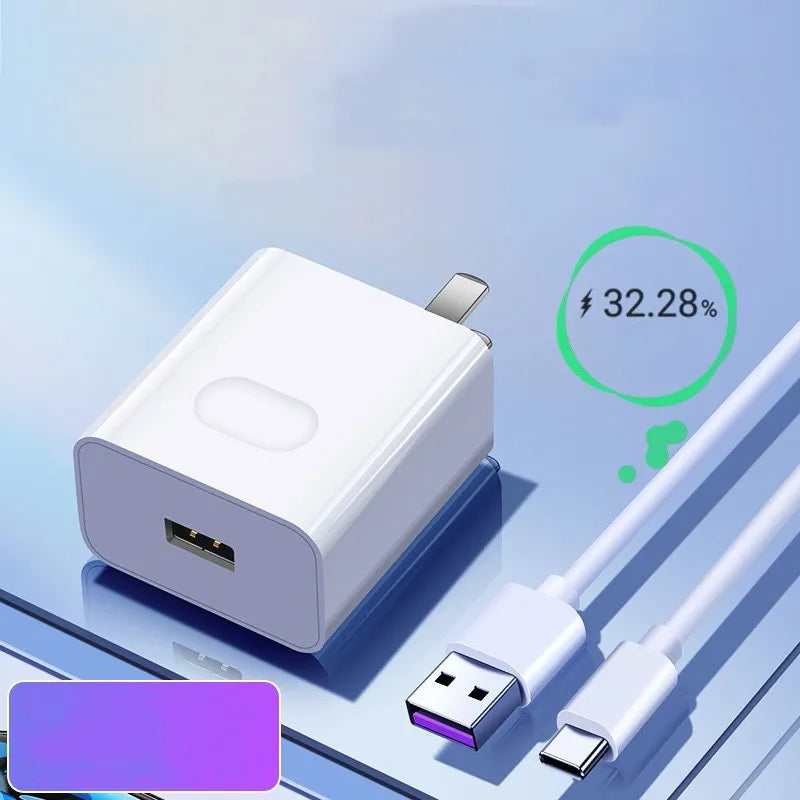 White 40W USB fast charger set with QC3.0 protocol and 5A charging cable