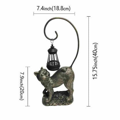Bronze resin cat solar garden lamp for outdoor courtyard and garden decoration