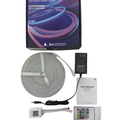 Outdoor waterproof colour-changing ambience light showing LED bead configuration and dimensions