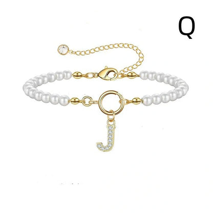 2024 fashion initial pearl bracelet for women with toggle clasp