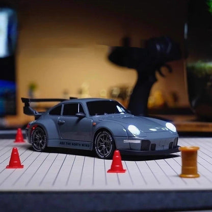 Proportional remote control drift car in Y914 cloudy blue colour with USB charging port visible