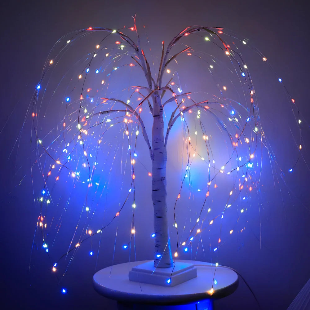 Copper wire decorative night light with 192 LED beads arranged on flexible 500mm branches