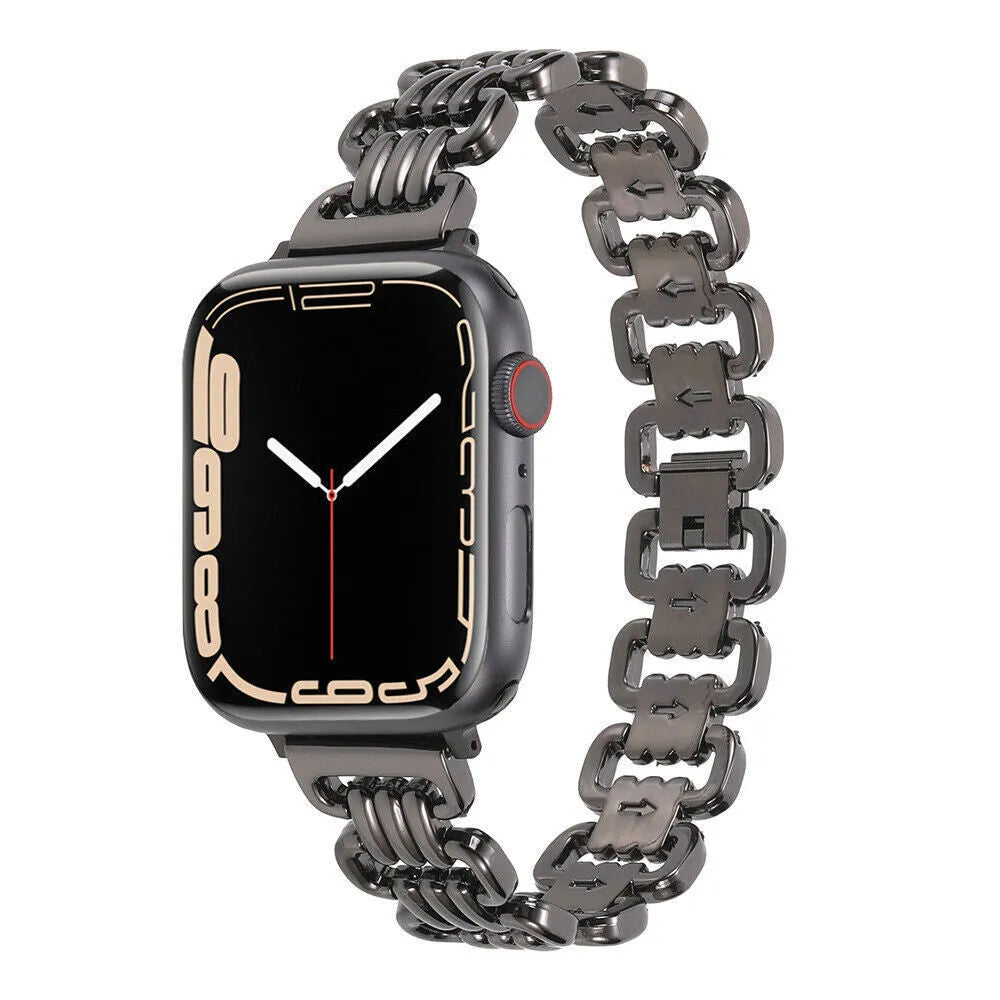 Alloy metal ladies watch bracelet for Apple Watch in silver, black, gold, rose gold, Starlight colours