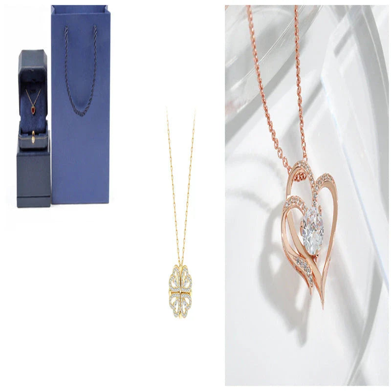 Elegant four-leaf clover necklace with magnetic and detachable design for versatile styling