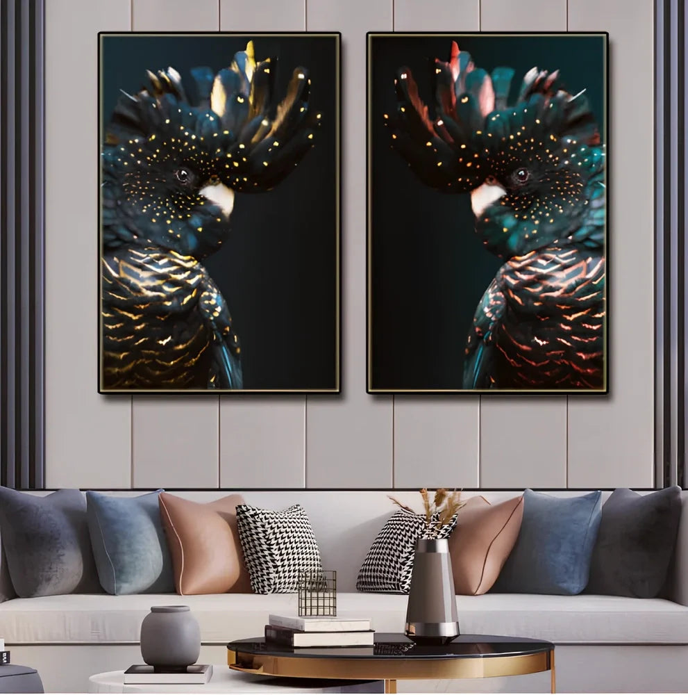 Frameless animal print canvas wall art with chemical fiber material for bedroom decoration in multiple sizes