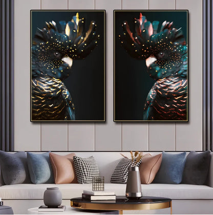 Frameless animal print canvas wall art with chemical fiber material for bedroom decoration in multiple sizes