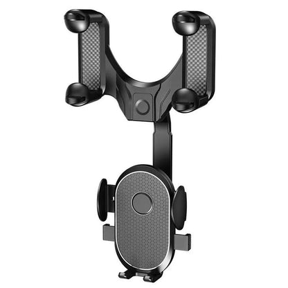 Bright black car phone holder for 4.5-7 inch phones, made from temperature resistant ABS and nano PU.