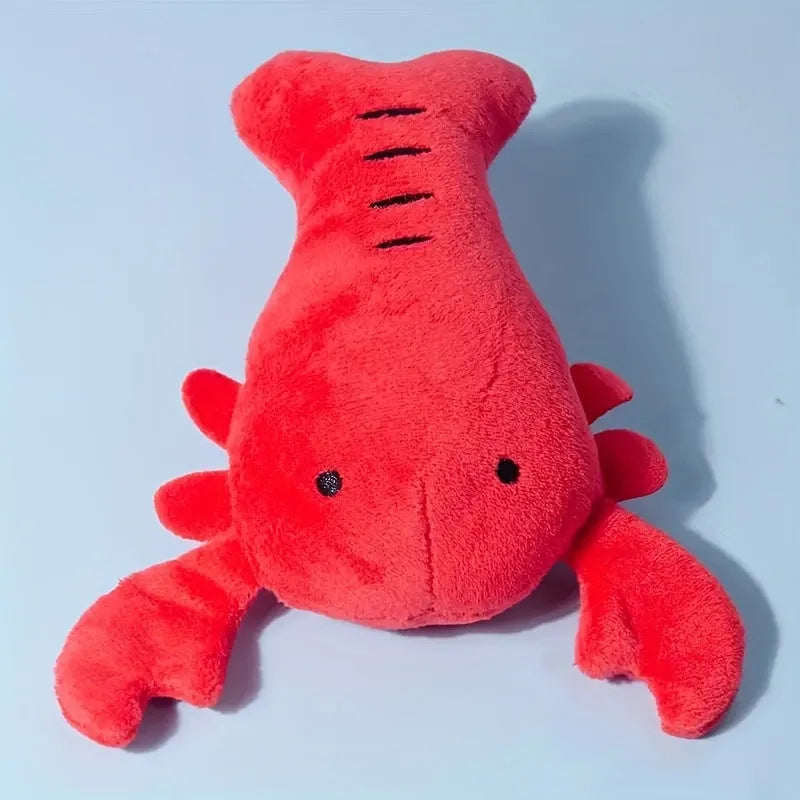 Red lobster stuffed squeaky dog toy for small medium breeds measuring 12.5cm