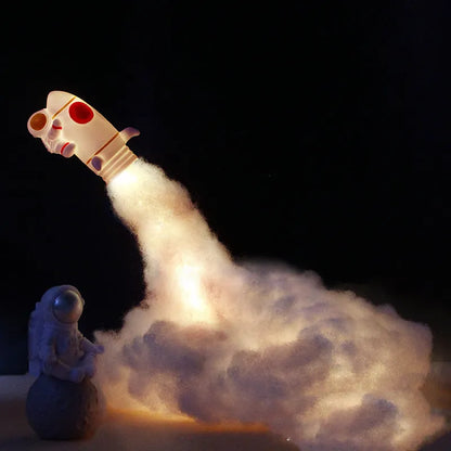 DIY astronaut rocket LED night light kit components with string lights and 19cm base