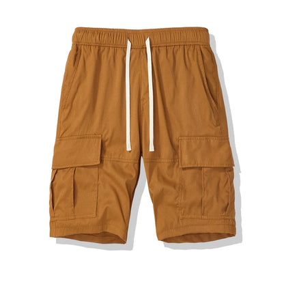 Men's loose fit cropped casual pants with multiple pockets in dark grey