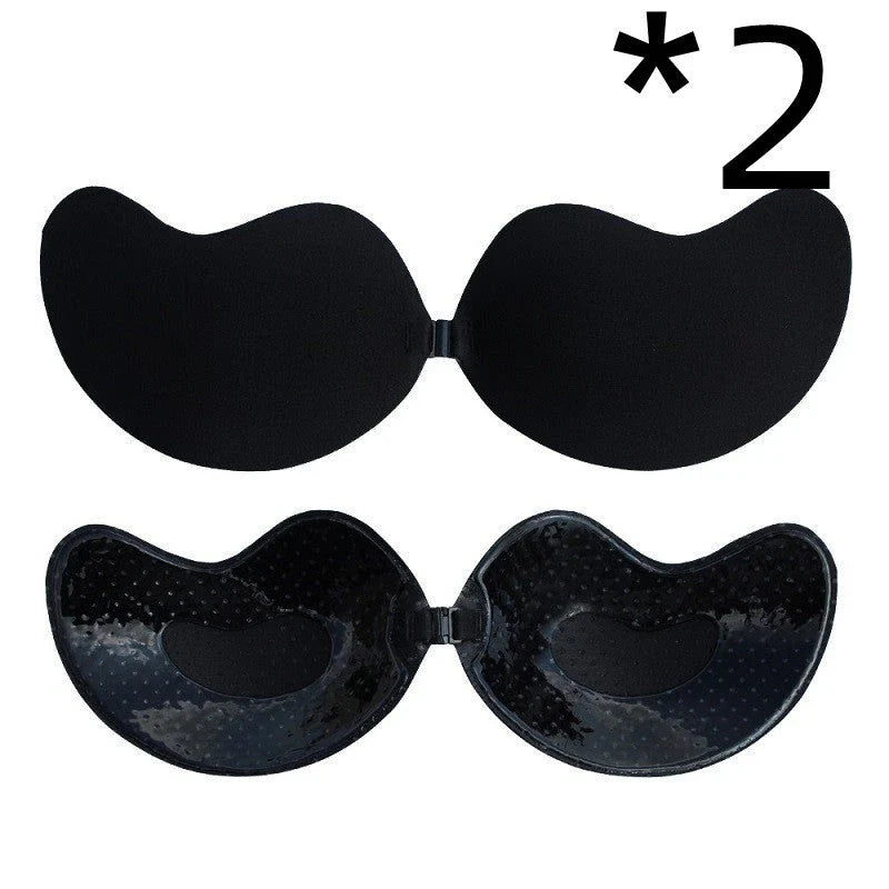 A discreet, backless and strapless silicone bra that provides a natural lift and invisible support under clothing.
