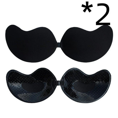 A discreet, backless and strapless silicone bra that provides a natural lift and invisible support under clothing.