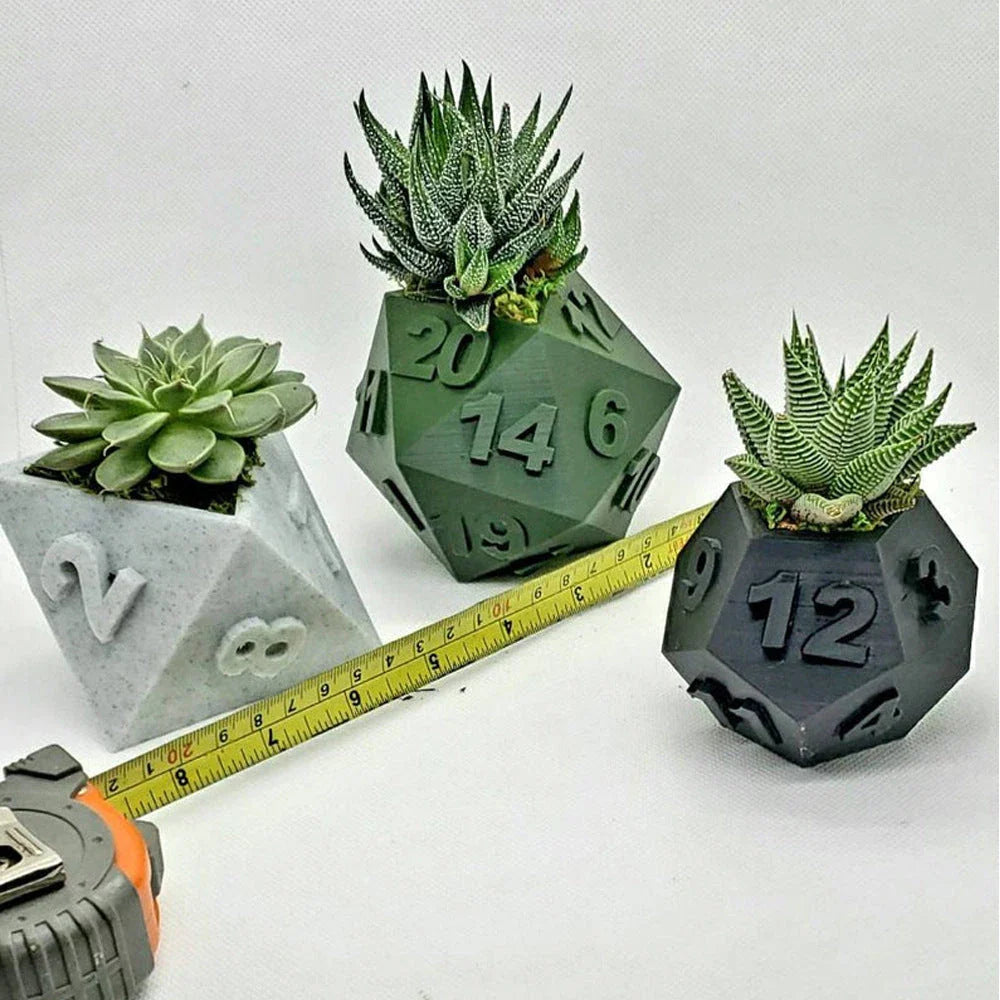 3D printed planter pot with geometric design, suitable for succulents, herbs, or home decor