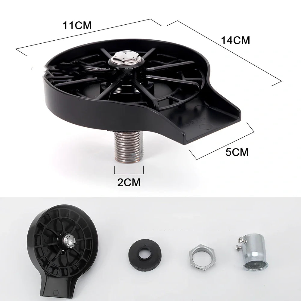 Black 3-piece bar cup washer with tee joint and braided hose for multi-glass cleaning