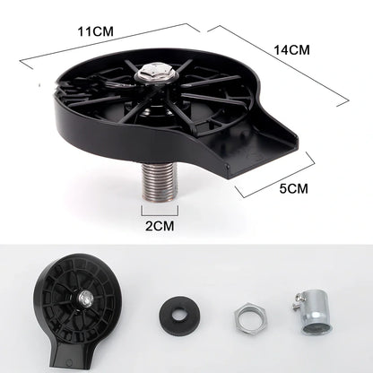 Black 3-piece bar cup washer with tee joint and braided hose for multi-glass cleaning