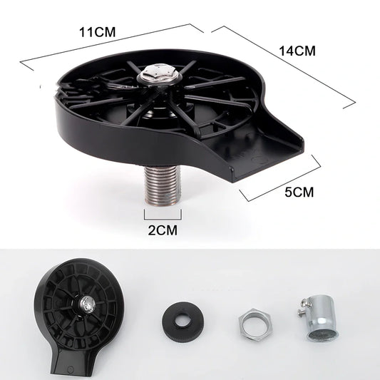 Black 3-piece bar cup washer with tee joint and braided hose for multi-glass cleaning