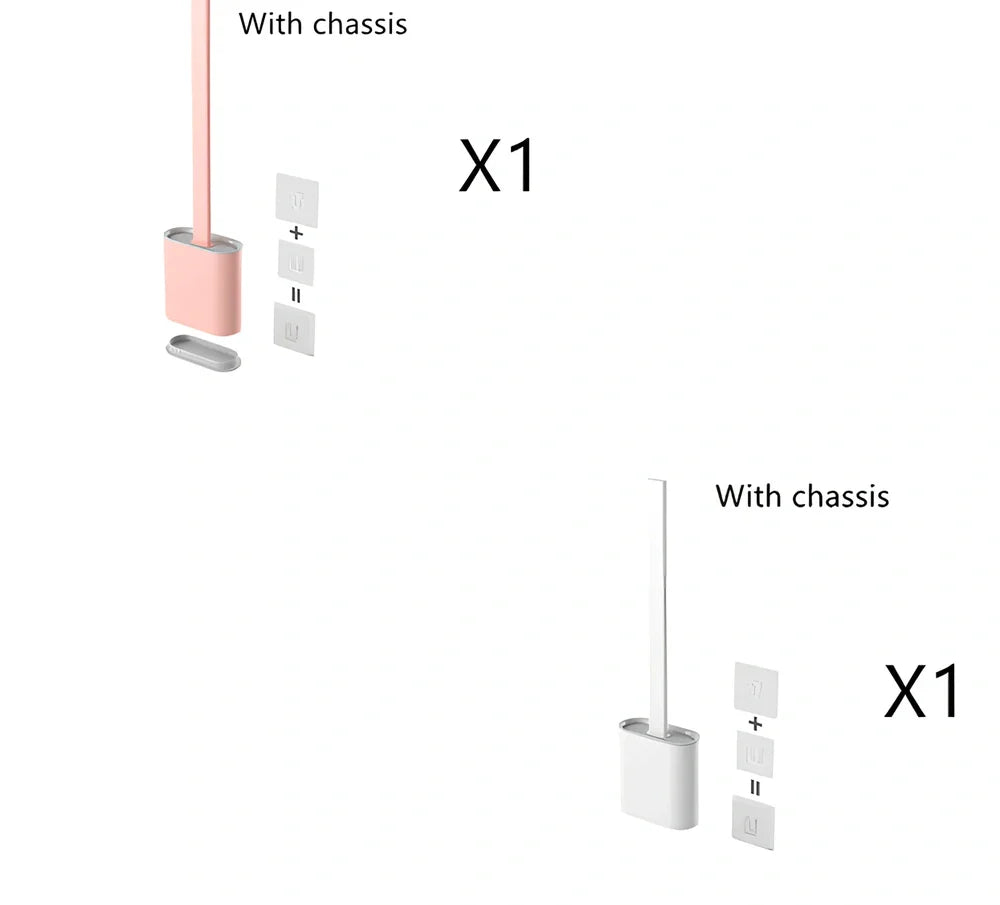 Wall-mounted soft toilet brush with silicone bristles and cover in midnight green colour