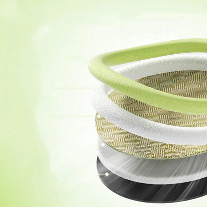 Green fruit-shaped backrest pet cooling mat for a dog, showing nest design and size scale.