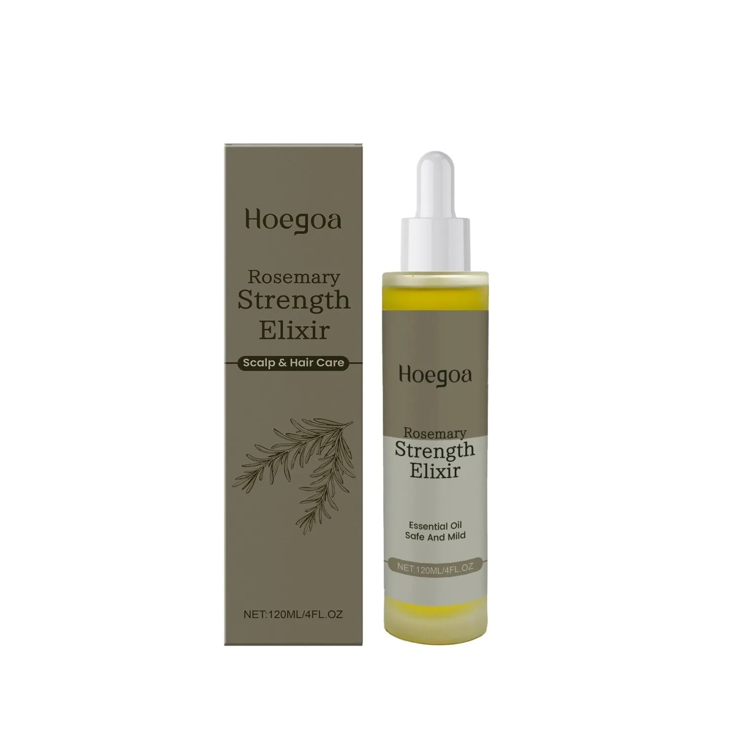 Rosemary Hair Concentrate bottle with 120ml capacity, showing lightweight tonic for scalp care with rosemary and ginger oils