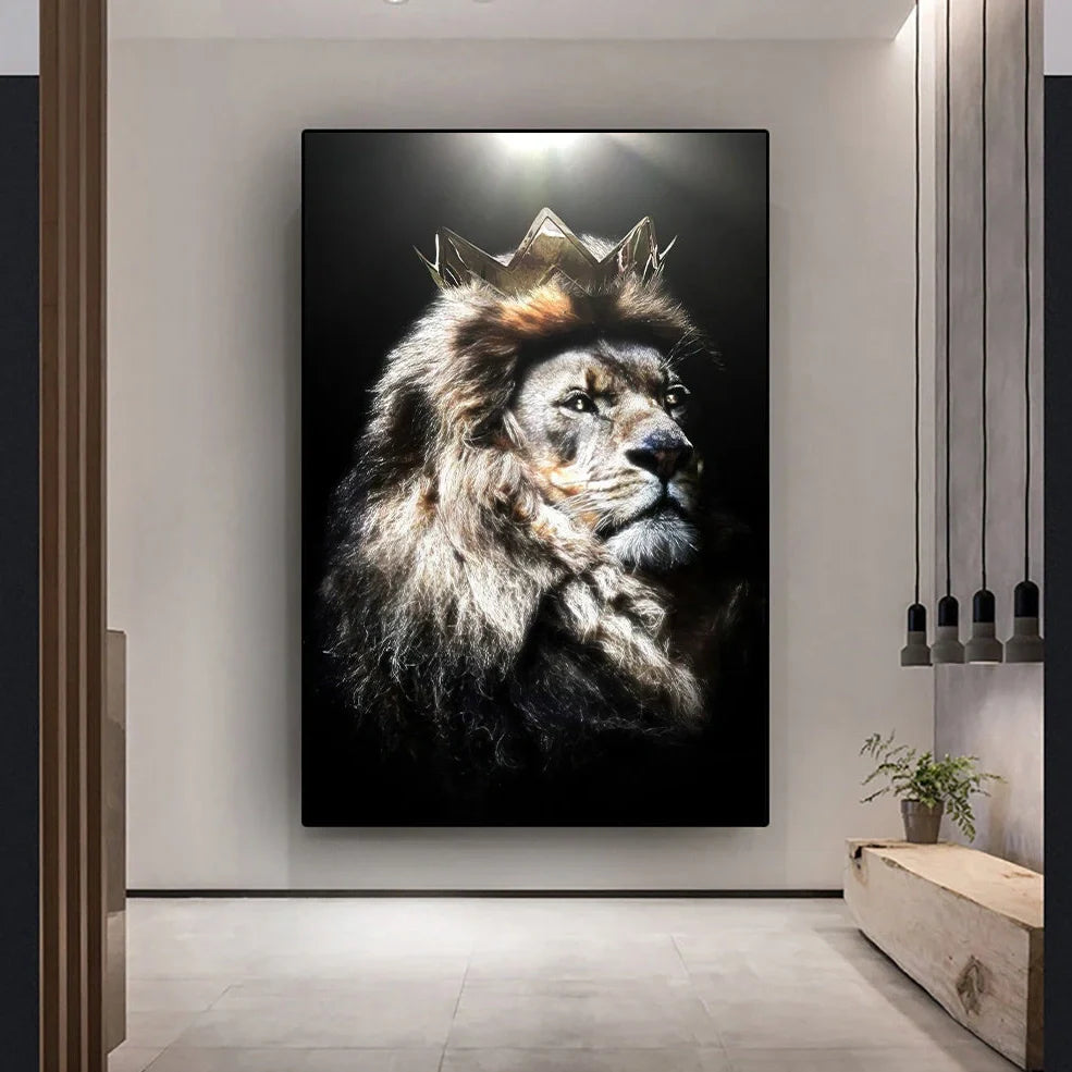 Black wildlife theme canvas poster print with white border for framing in multiple size options