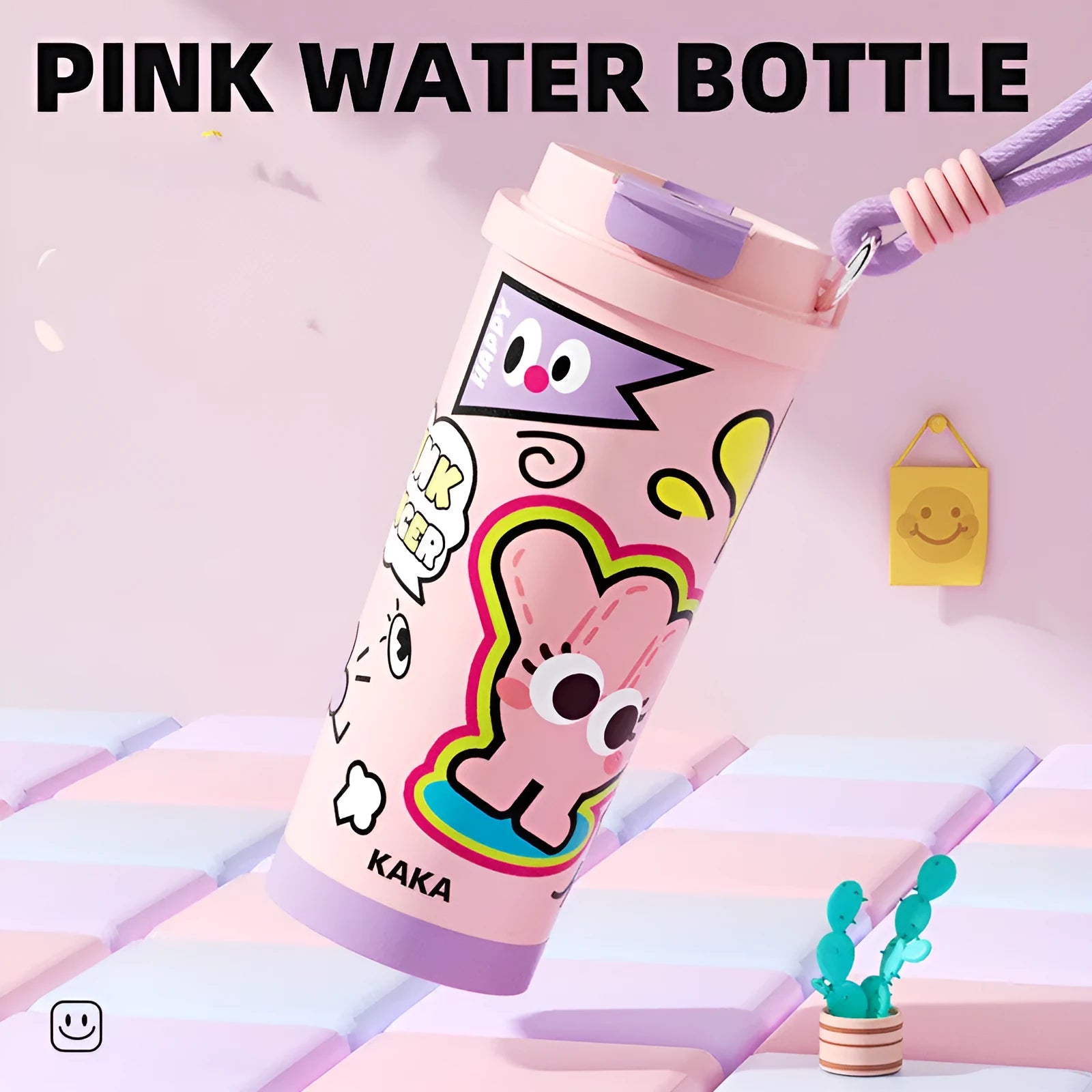 A creative-design vacuum insulated water bottle in one of four colours, showing a 500ml capacity.