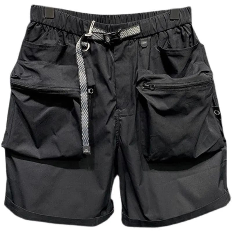 Men's large size loose fit workwear shorts with pockets in black or grey