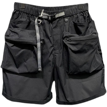 Men's large size loose fit workwear shorts with pockets in black or grey