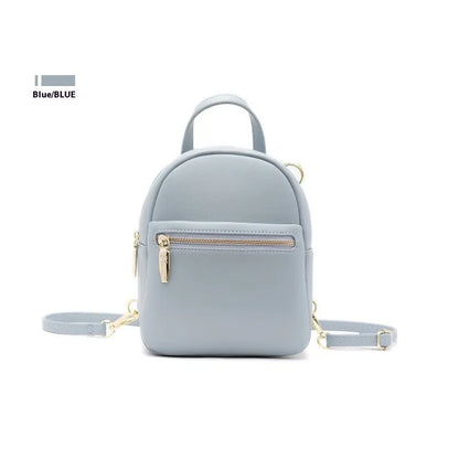 Soft PU mini backpack in multiple colours showing three-dimensional outer pockets and street style design.