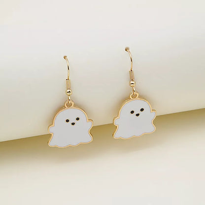 Halloween pumpkin oil drip alloy earrings with geometric design