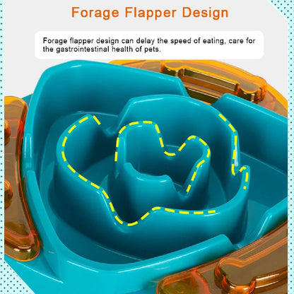 Green and orange pet slow feeder measuring 31cm with maze pattern for extended feeding
