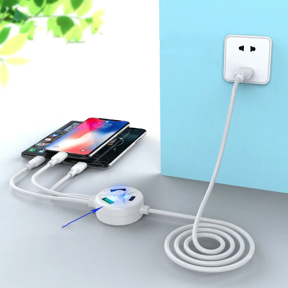 PDPVC mobile phone charging cable with multiple USB connectors and 1.2m length