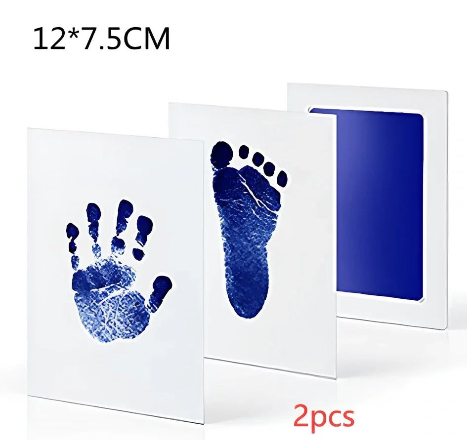 Disposable ink baby hand and foot print kit with six colour options and two size formats