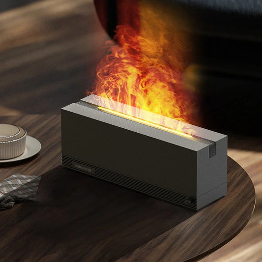 Square black USB aroma diffuser with ultrasonic mist output and 0.5L reservoir capacity