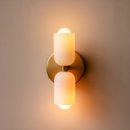 Cream base double head wall lamp with white glass shade and iron body, 220V wall light