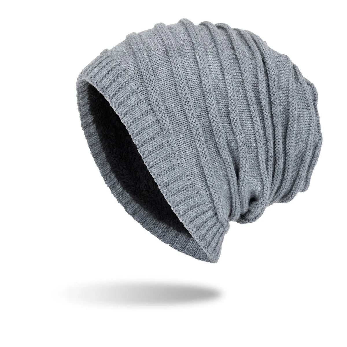 Men's wool knit hat with ear guards and geometric pattern in black, wine red, navy blue, dark grey or hemp grey.
