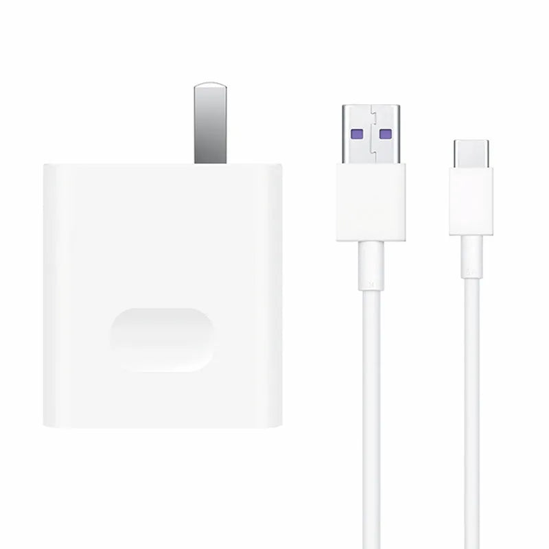 White 40W USB fast charger set with QC3.0 protocol and 5A charging cable